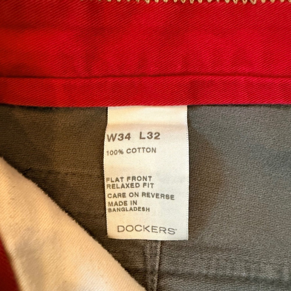 Vintage Dockers Relaxed Fit Chino Pants Side Zipper‎ Pocket 34x30 Green - Picture 10 of 11